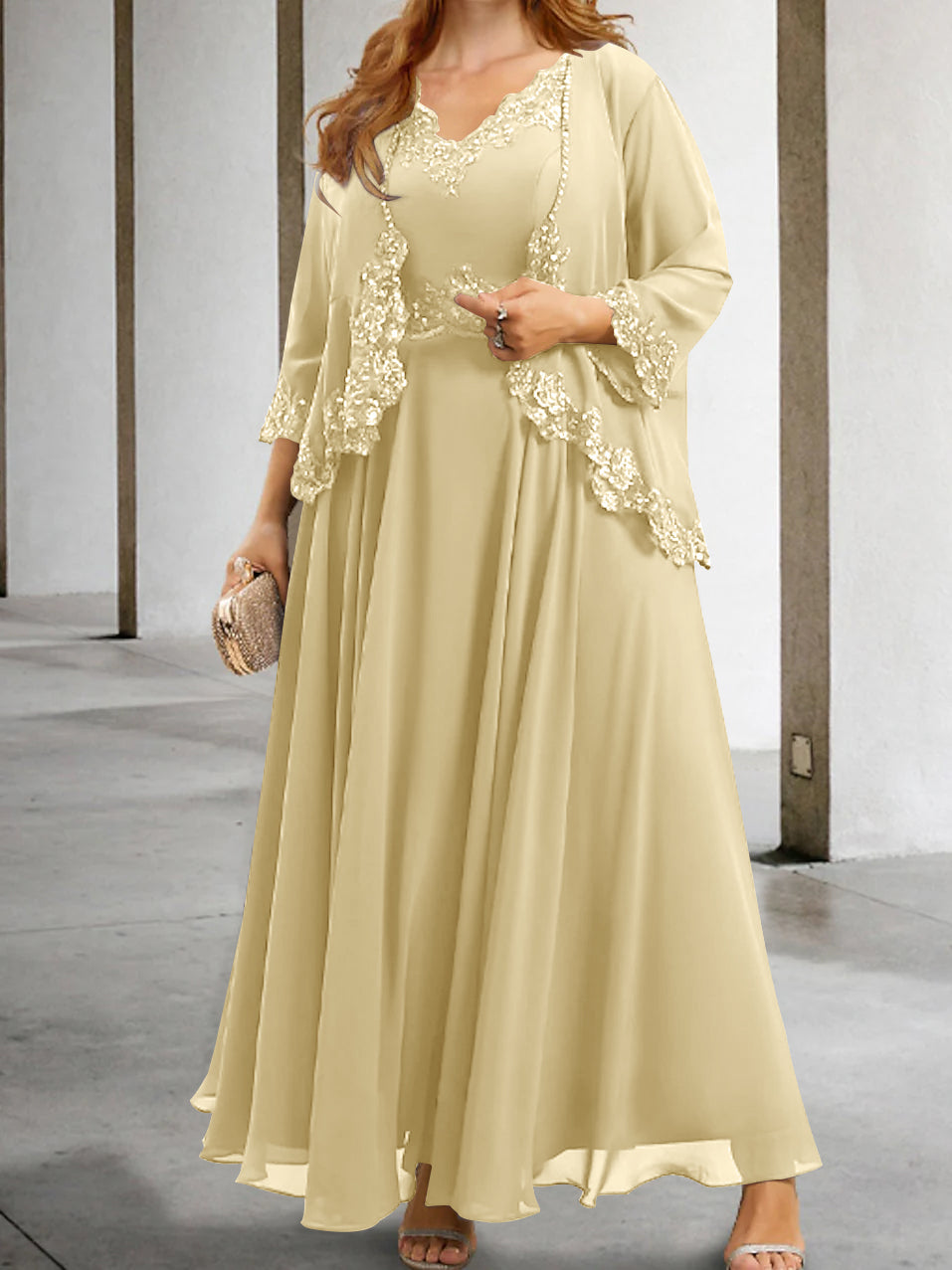 Mother Of The Bride A Line Dress With Applique And Sequins
