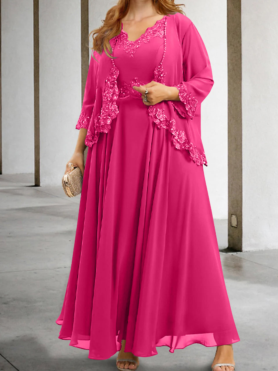 Mother Of The Bride A Line Dress With Applique And Sequins