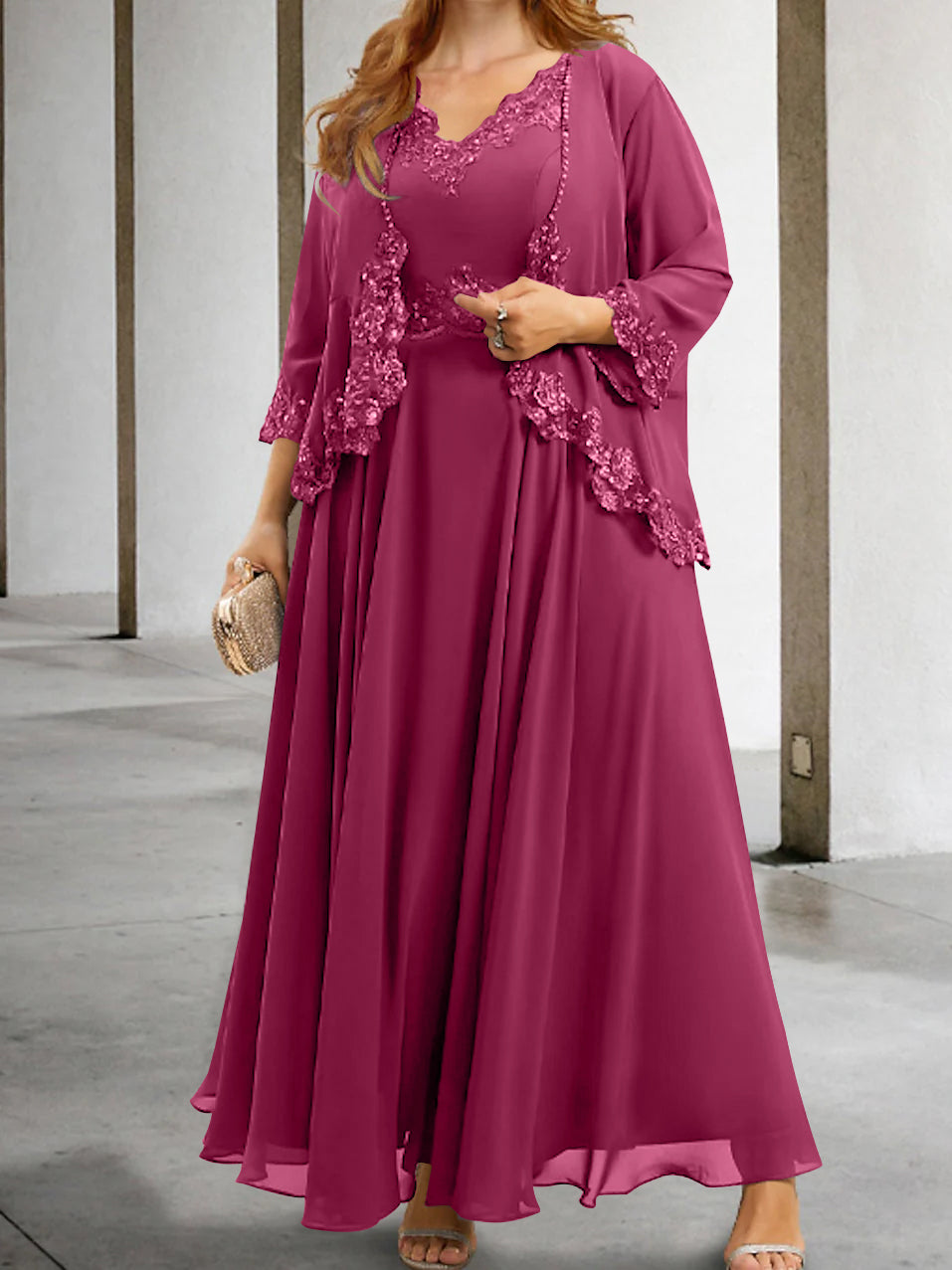 Mother Of The Bride A Line Dress With Applique And Sequins