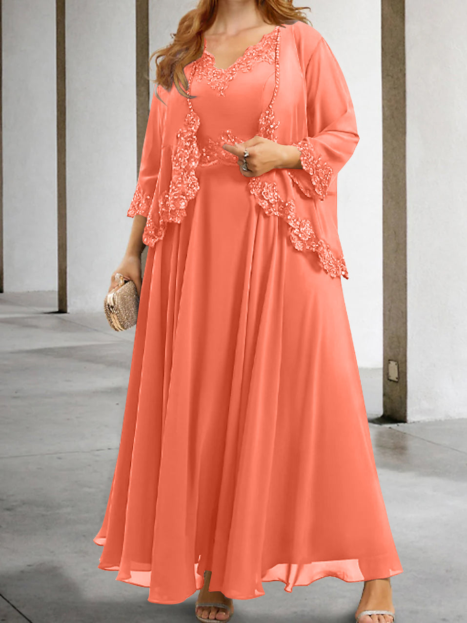 Mother Of The Bride A Line Dress With Applique And Sequins