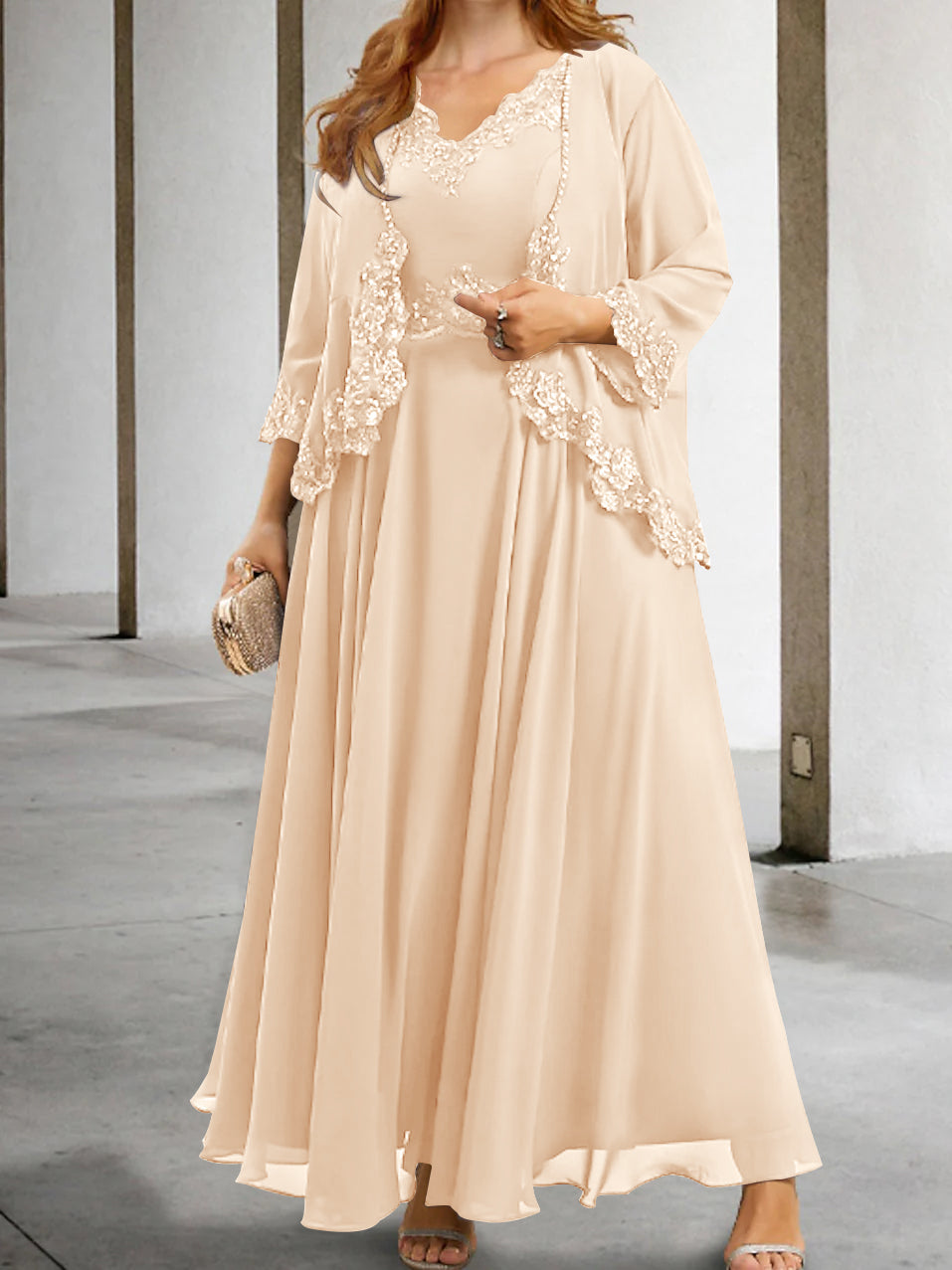 Mother Of The Bride A Line Dress With Applique And Sequins