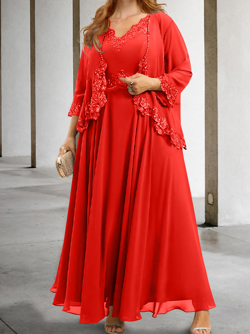 Mother Of The Bride A Line Dress With Applique And Sequins