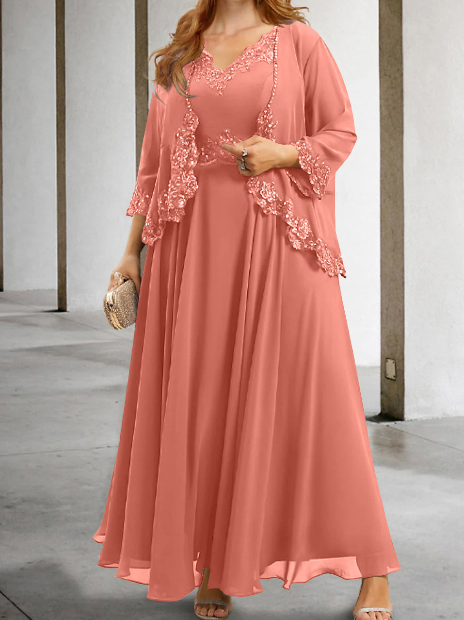 Mother Of The Bride A Line Dress With Applique And Sequins