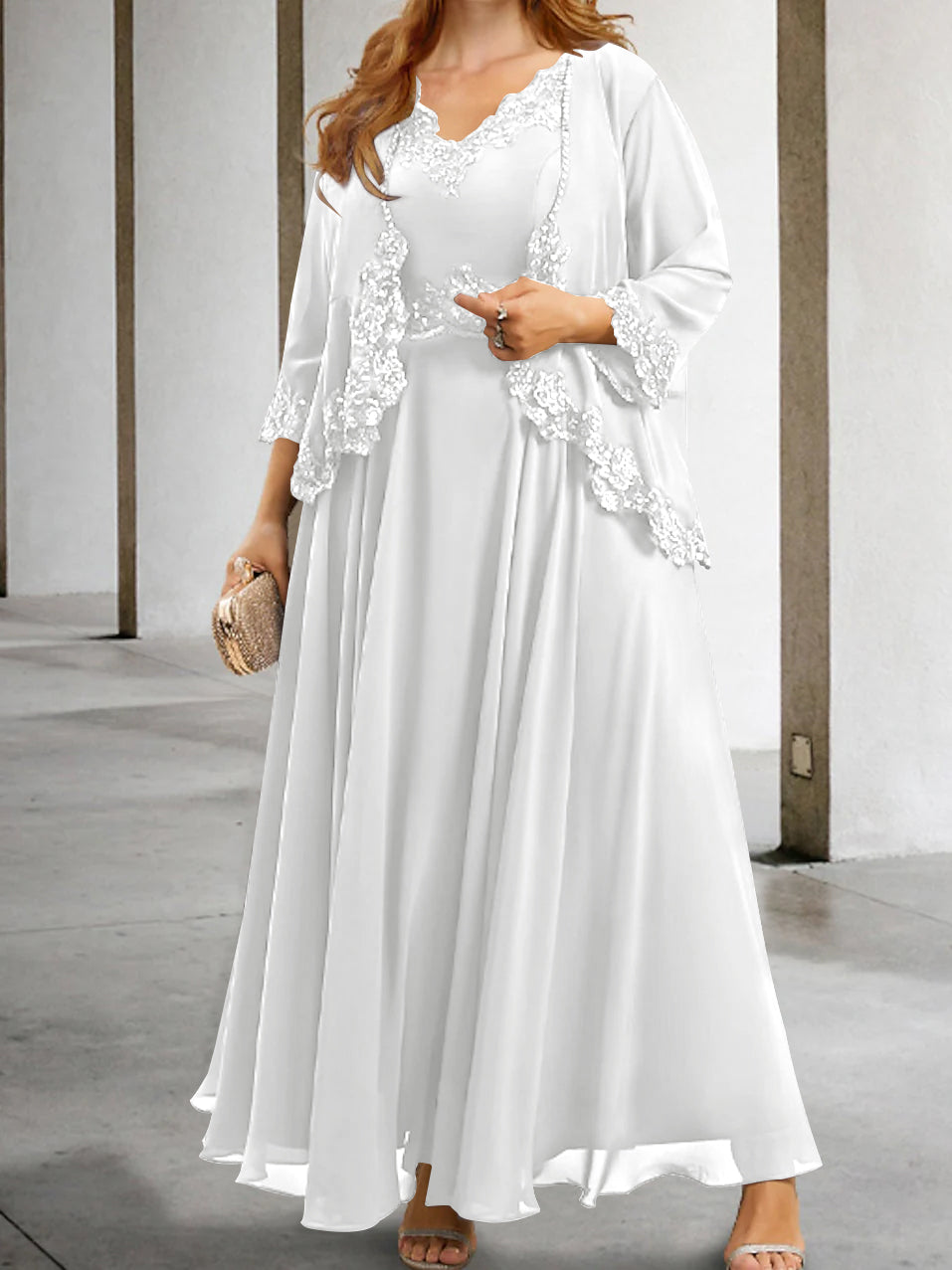 Mother Of The Bride A Line Dress With Applique And Sequins