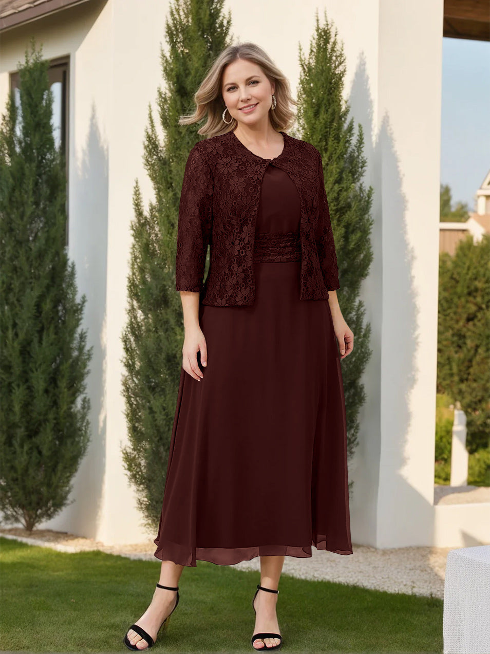 Mother Of The Bride Dress A Line Princess With Applique And Jacket