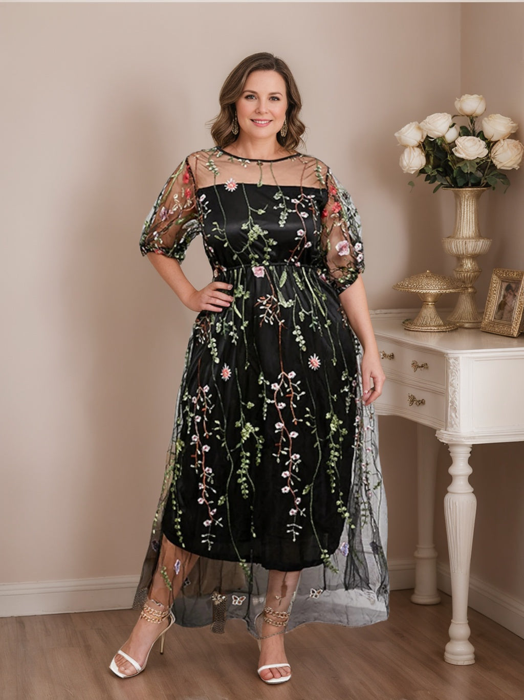 Mother Of The Bride A Line Princess Dress With Tulle Embroidery