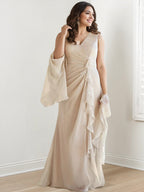 V Neck Sleeveless Plus Size Mother Of The Bride Sheath Dress Floor Length