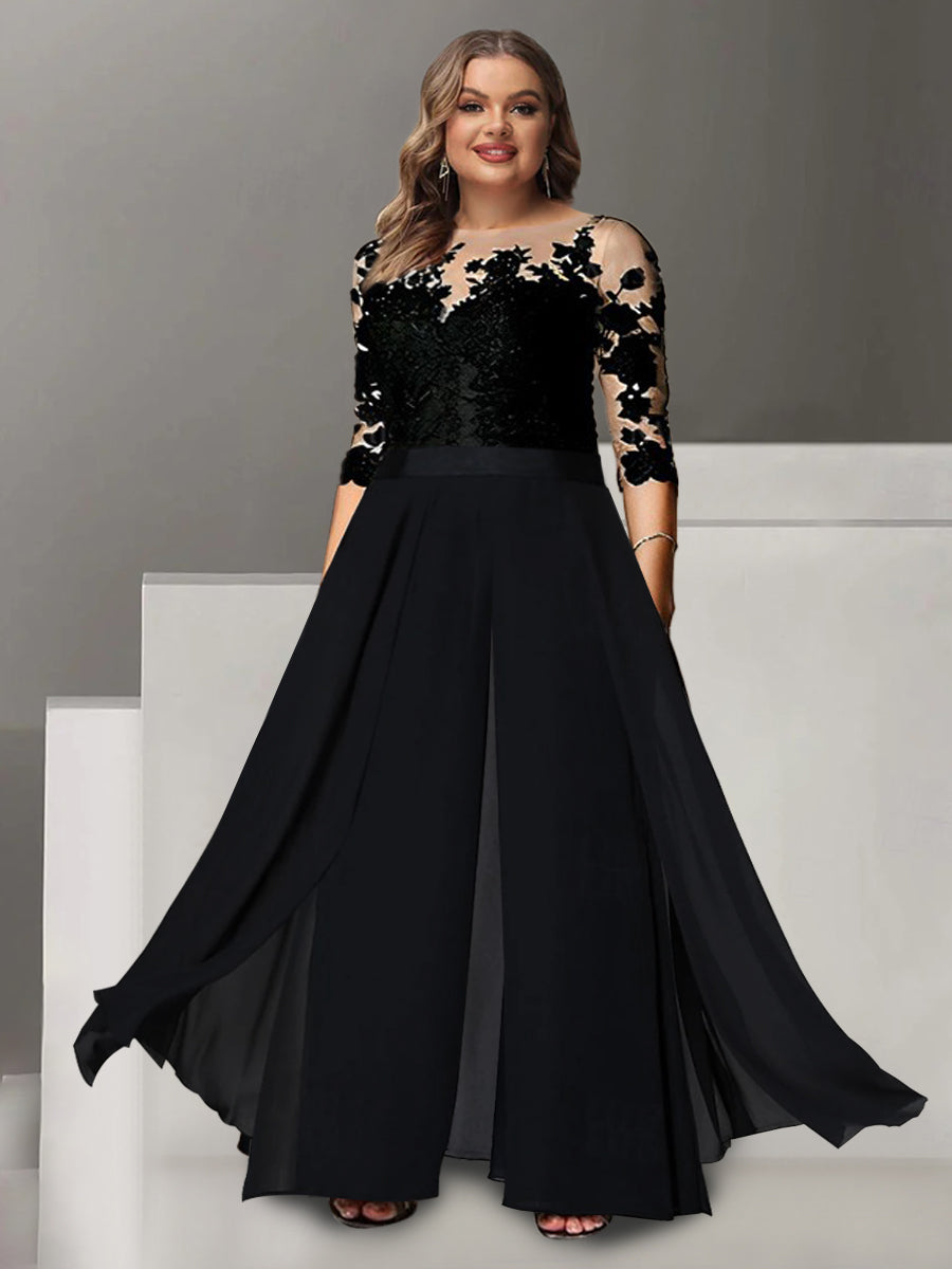 Princess A Line Floor Length Plus Size Mother Of The Bride Pantsuit Applique