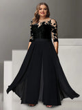 Princess A Line Floor Length Plus Size Mother Of The Bride Pantsuit Applique