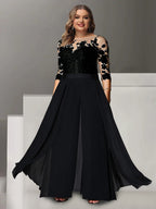 Princess A Line Floor Length Plus Size Mother Of The Bride Pantsuit Applique
