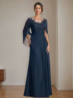 Floor Length A Line Princess Mother Of The Bride Dress Scoop Neck Sequins
