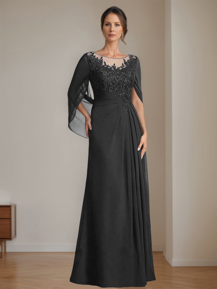 Floor Length A Line Princess Mother Of The Bride Dress Scoop Neck Sequins