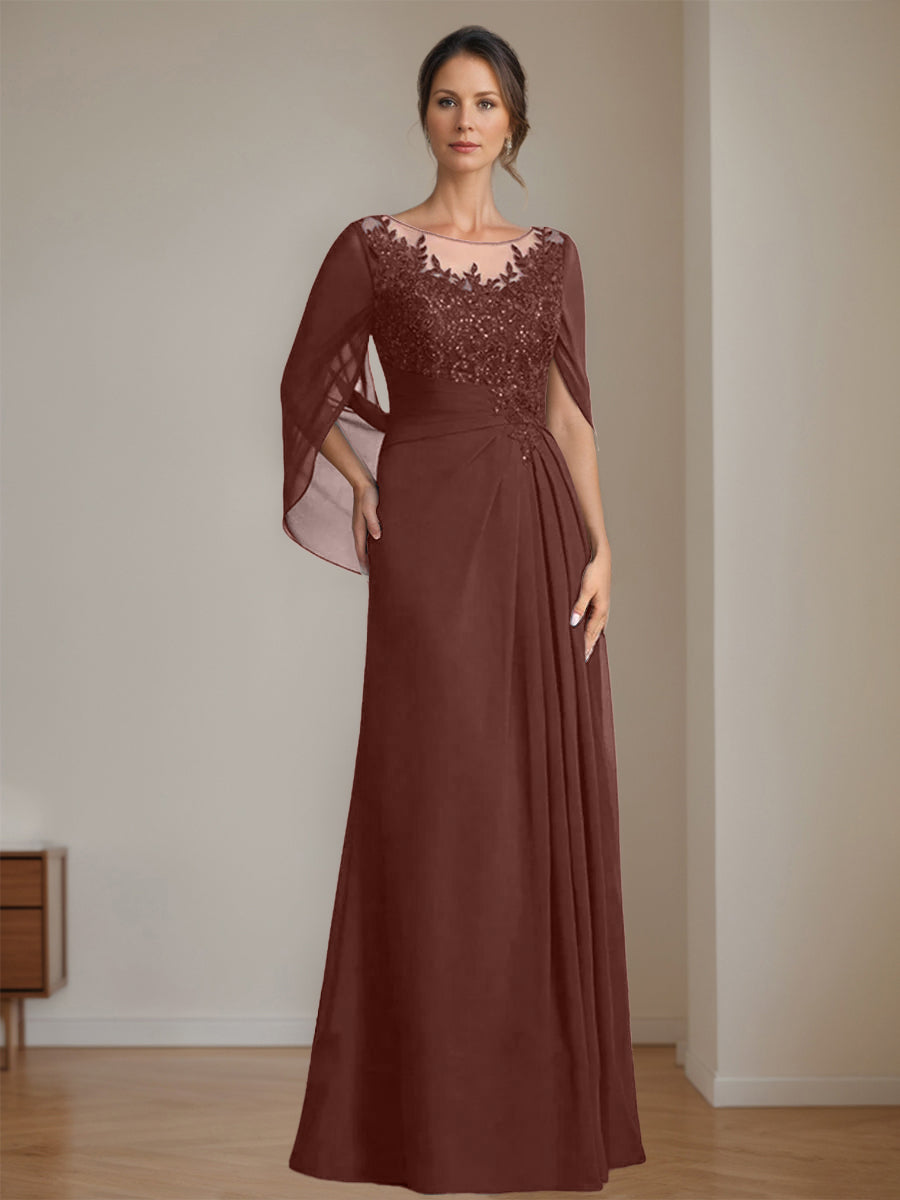 Floor Length A Line Princess Mother Of The Bride Dress Scoop Neck Sequins