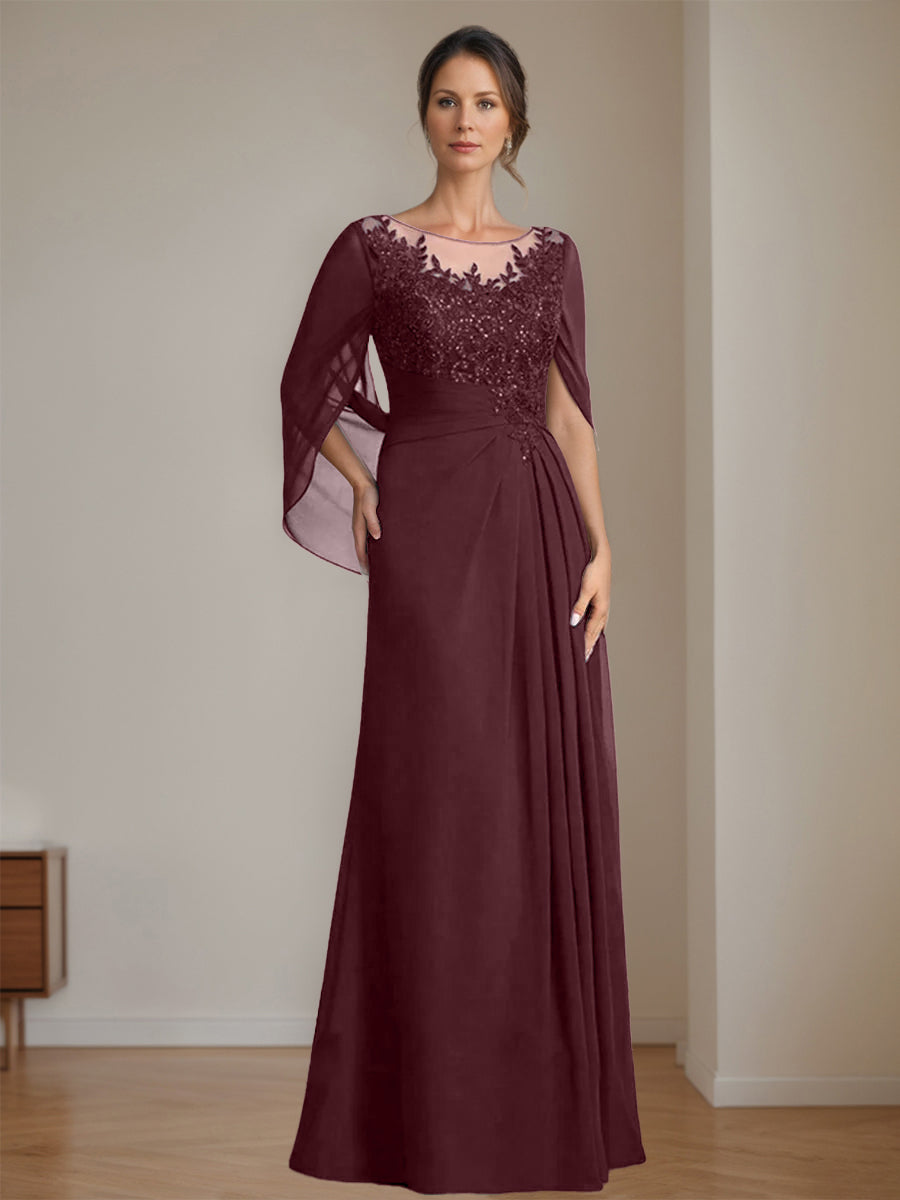 Floor Length A Line Princess Mother Of The Bride Dress Scoop Neck Sequins