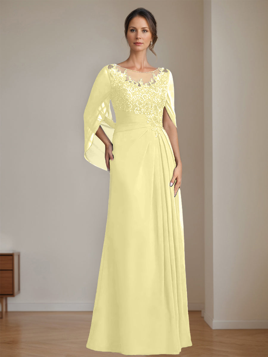 Floor Length A Line Princess Mother Of The Bride Dress Scoop Neck Sequins