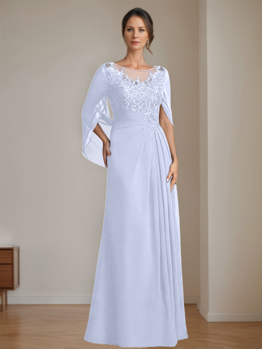 Floor Length A Line Princess Mother Of The Bride Dress Scoop Neck Sequins