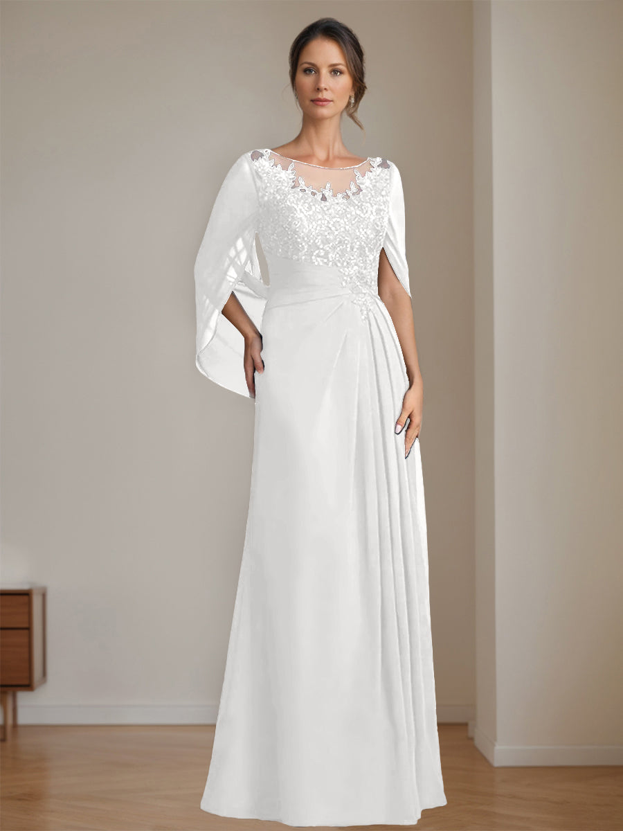Floor Length A Line Princess Mother Of The Bride Dress Scoop Neck Sequins