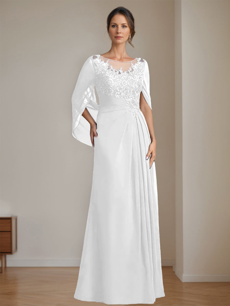 Floor Length A Line Princess Mother Of The Bride Dress Scoop Neck Sequins