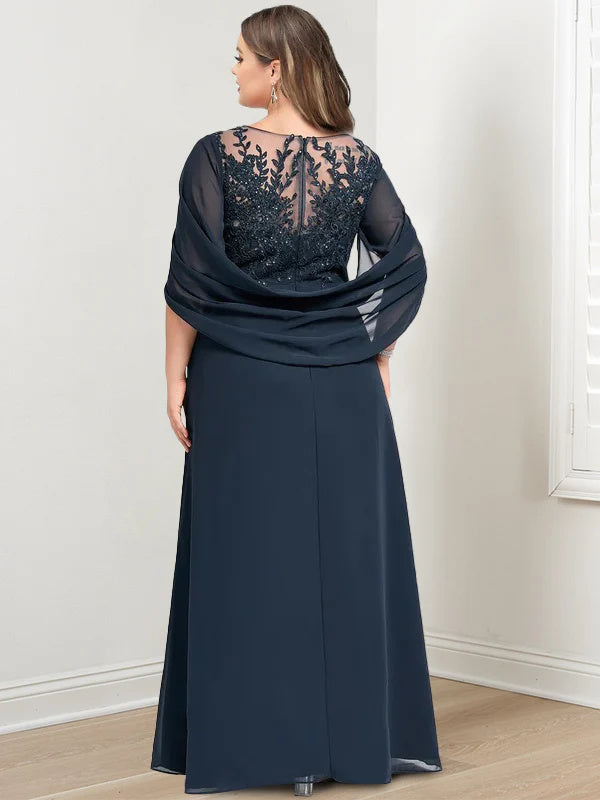 Floor Length A Line Princess Mother Of The Bride Dress Scoop Neck Sequins
