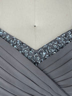 Off-the-Shoulder Ruffled Floor-Length Sheath Dress for the Mother of the Bride
