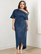 Asymmetrical One Shoulder Ruffles Sheath Dress For Mother Of The Bride