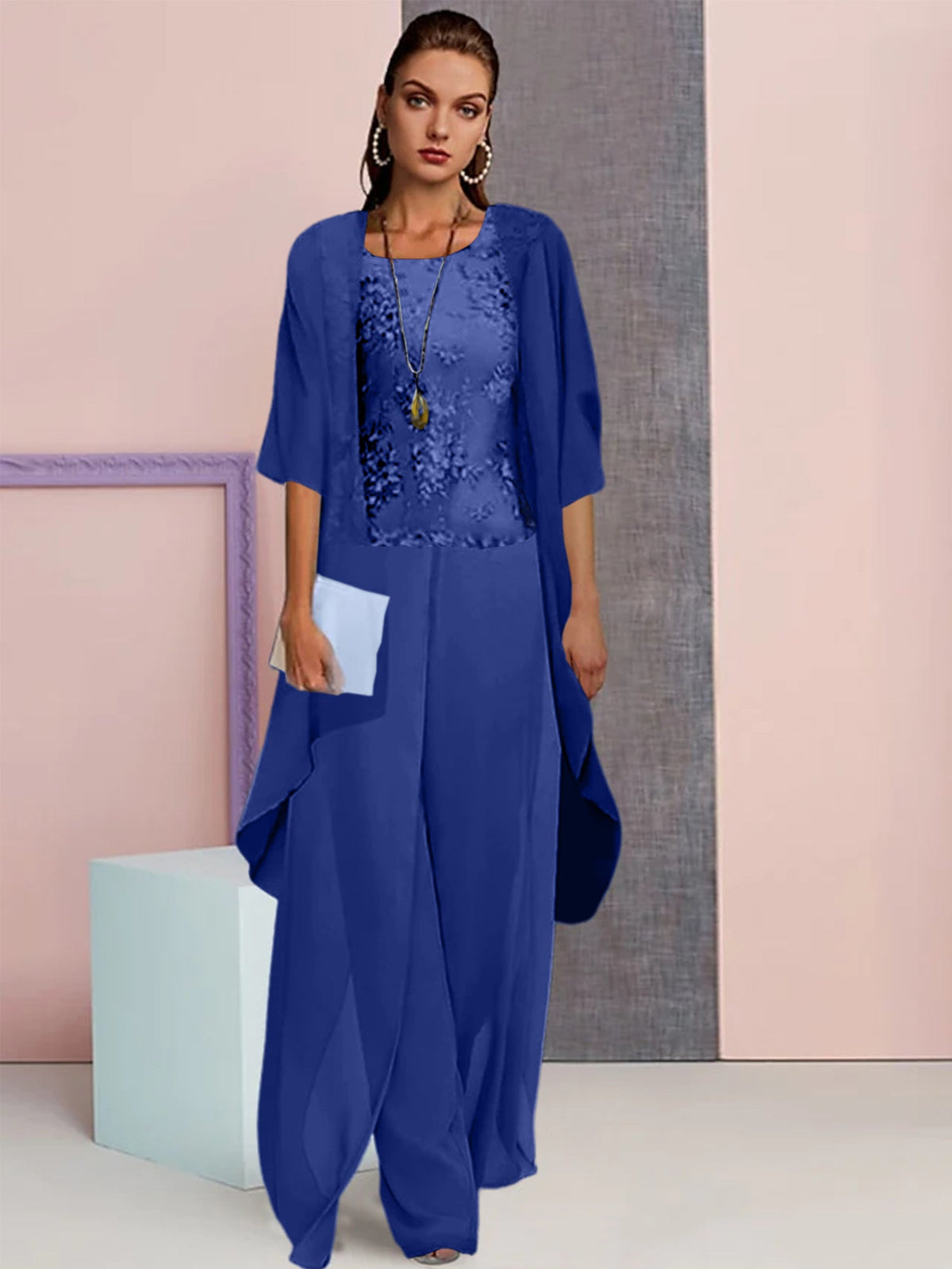 Elegant Mother of the Bride Jacket and Pantsuit in Chiffon
