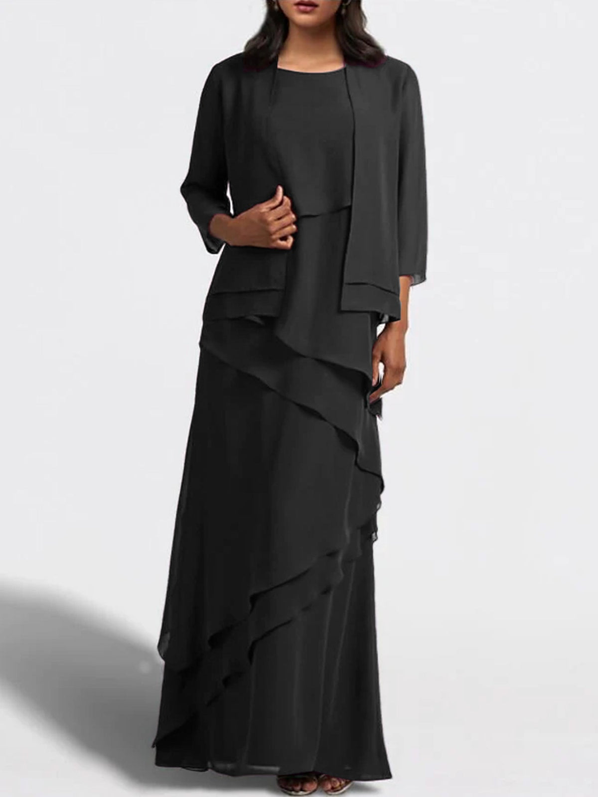 Floor Length Mother Of The Bride Dress With Matching Jacket Sheath