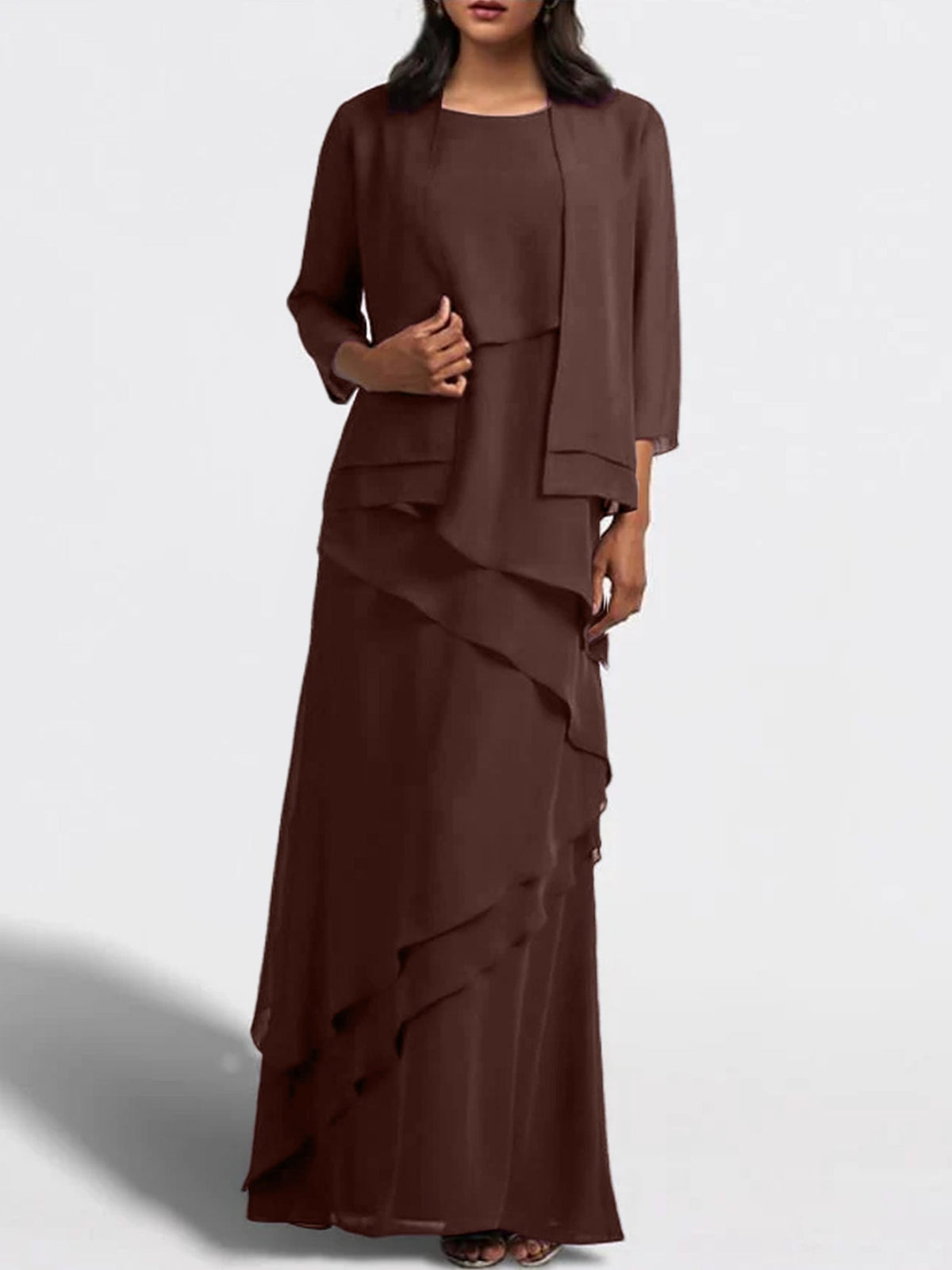 Floor Length Mother Of The Bride Dress With Matching Jacket Sheath