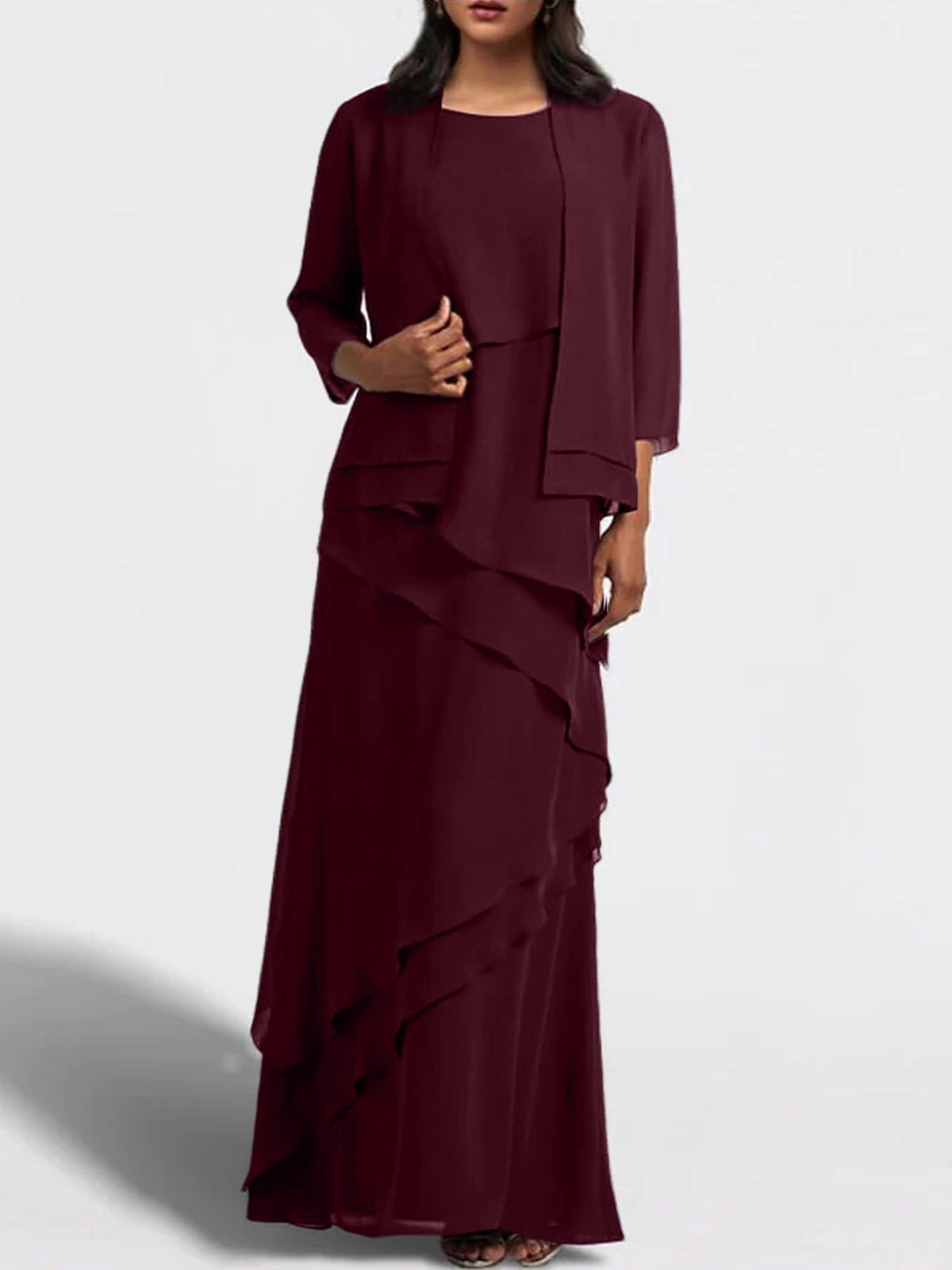 Floor Length Mother Of The Bride Dress With Matching Jacket Sheath