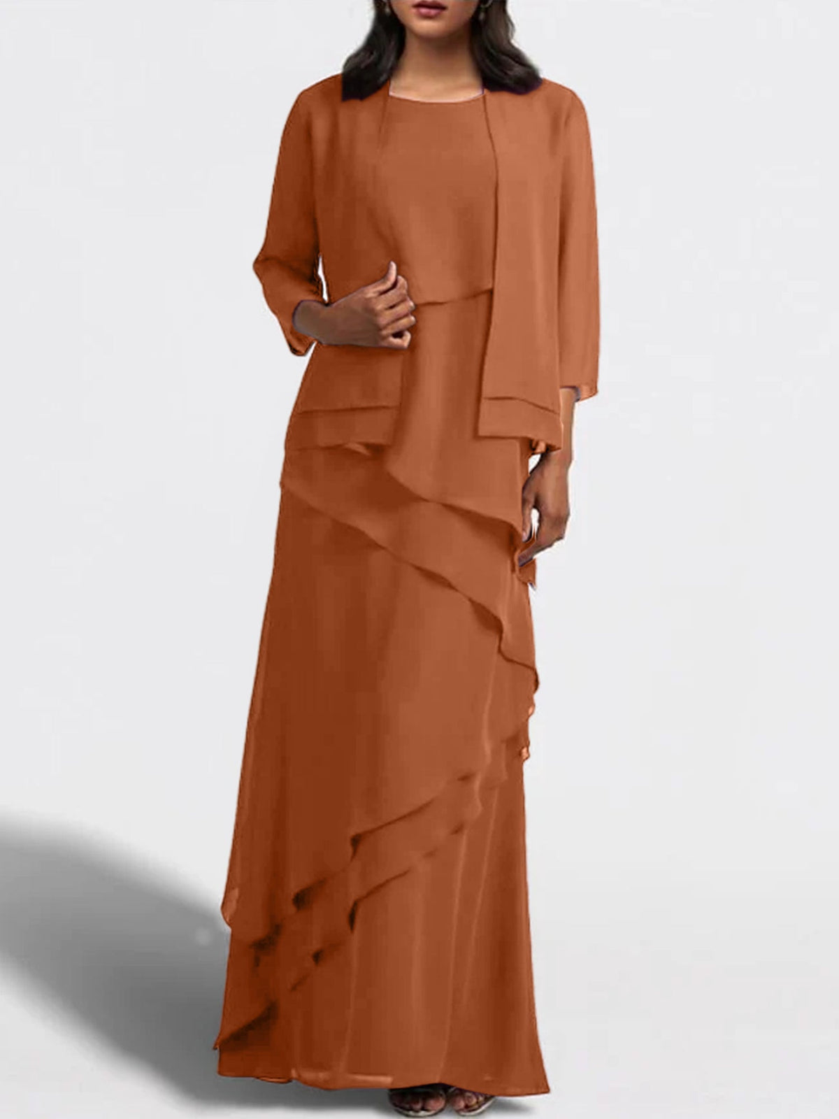 Floor Length Mother Of The Bride Dress With Matching Jacket Sheath