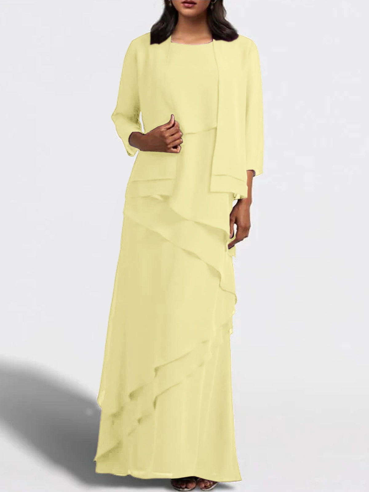 Floor Length Mother Of The Bride Dress With Matching Jacket Sheath