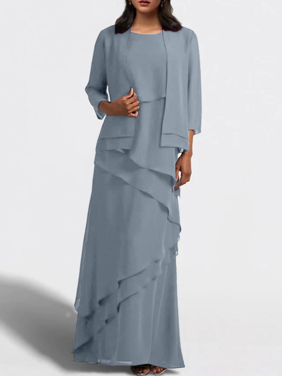 Floor Length Mother Of The Bride Dress With Matching Jacket Sheath