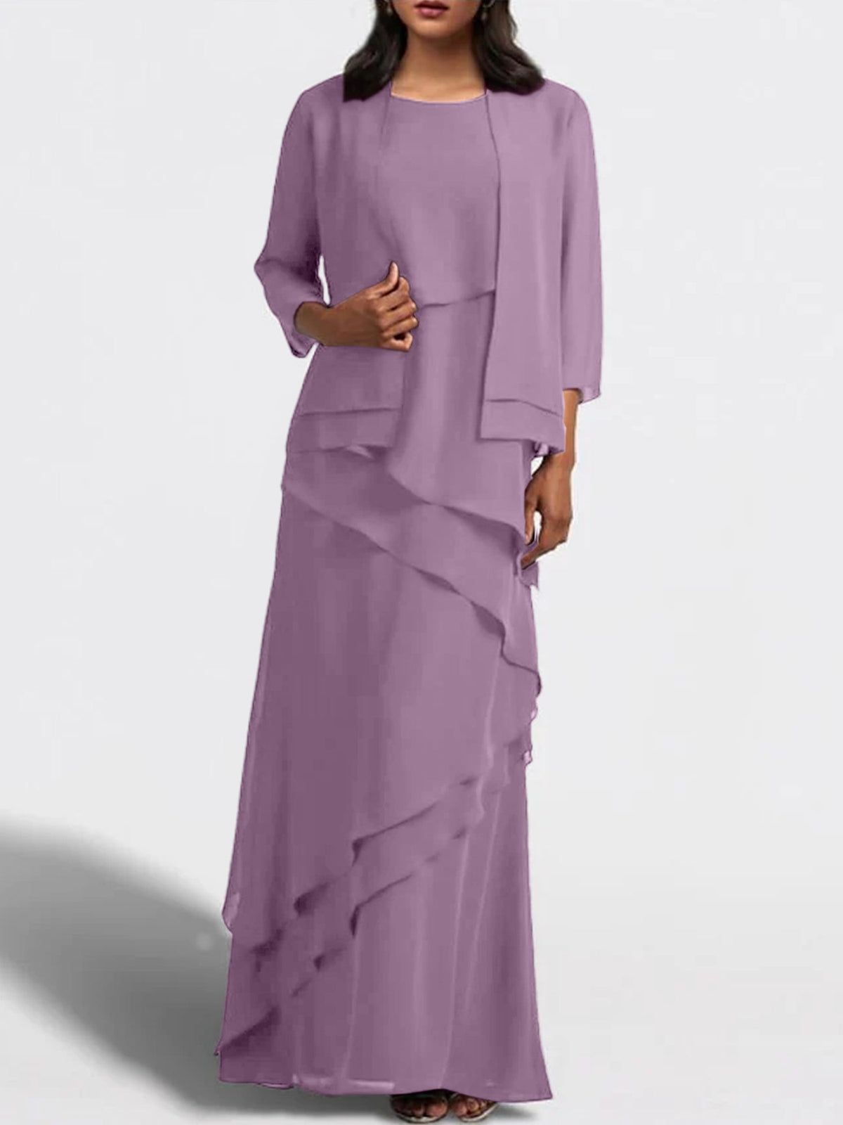 Floor Length Mother Of The Bride Dress With Matching Jacket Sheath
