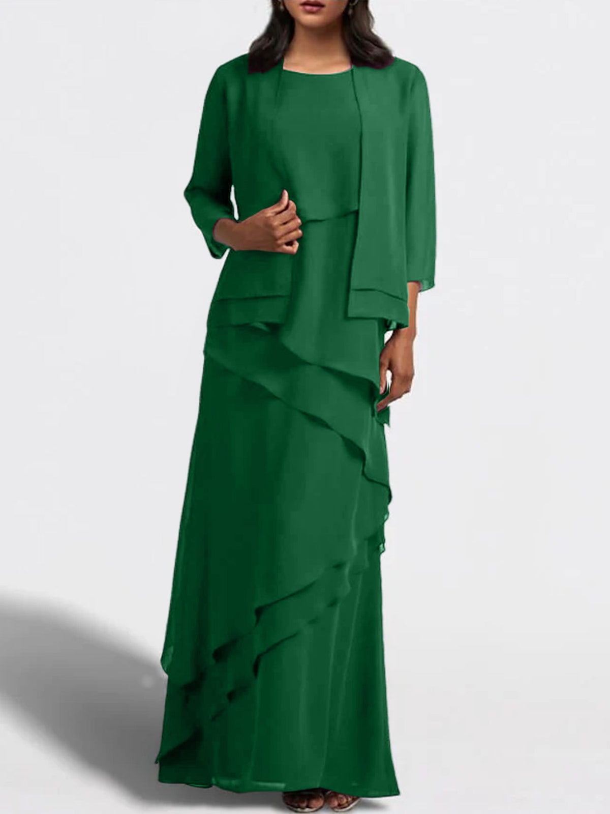 Floor Length Mother Of The Bride Dress With Matching Jacket Sheath