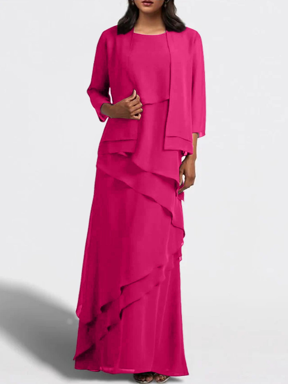 Floor Length Mother Of The Bride Dress With Matching Jacket Sheath