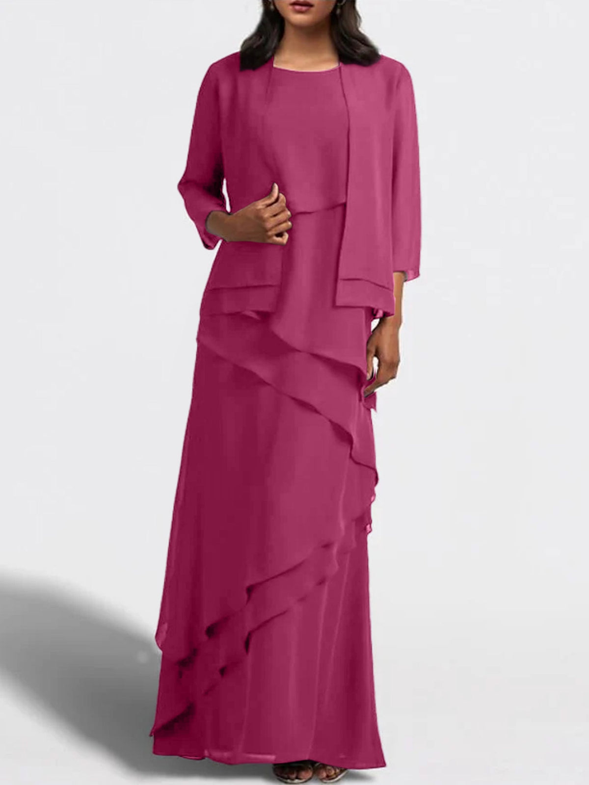 Floor Length Mother Of The Bride Dress With Matching Jacket Sheath