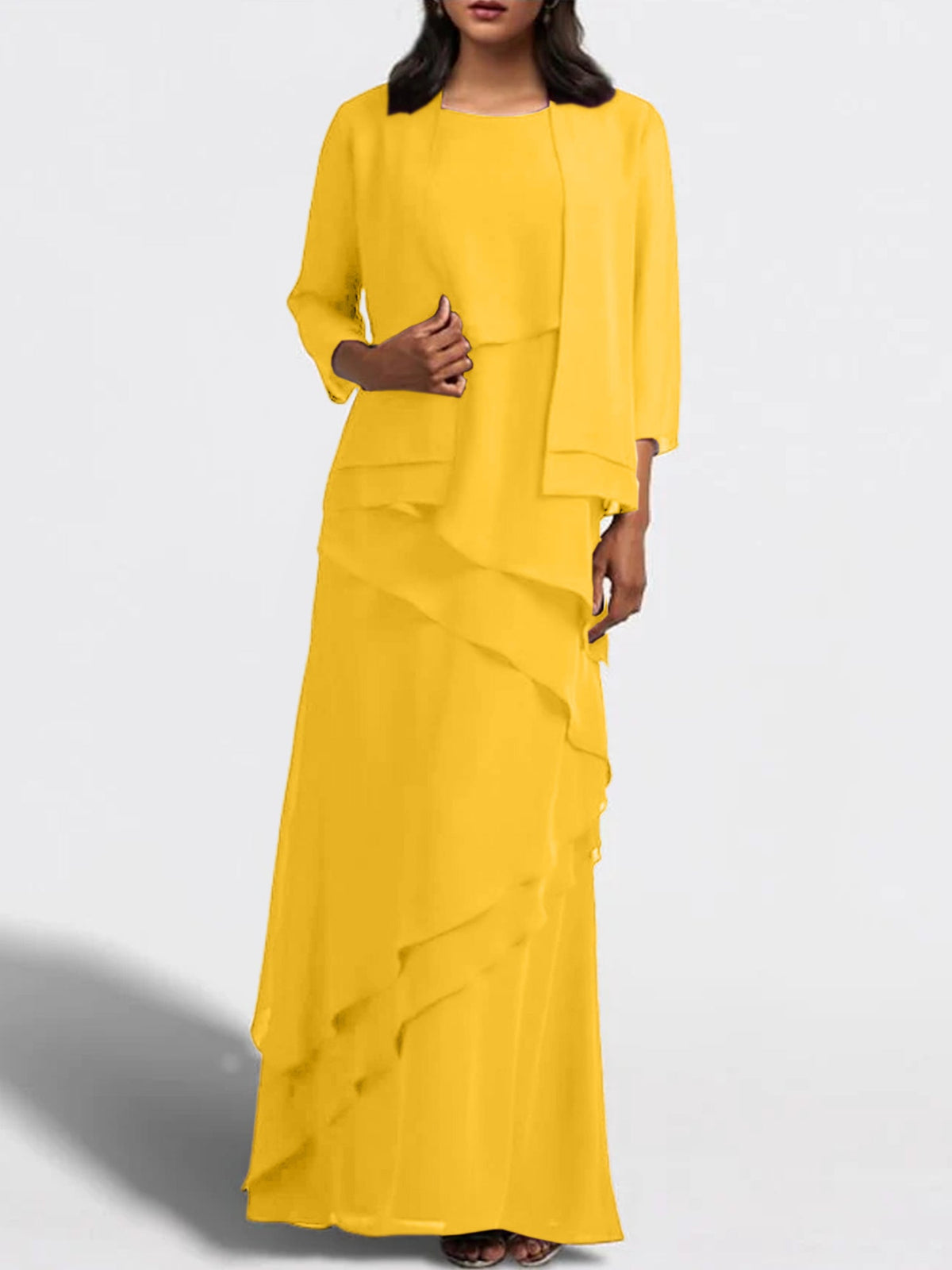 Floor Length Mother Of The Bride Dress With Matching Jacket Sheath