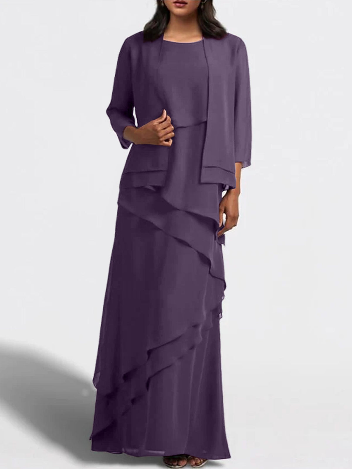 Floor Length Mother Of The Bride Dress With Matching Jacket Sheath