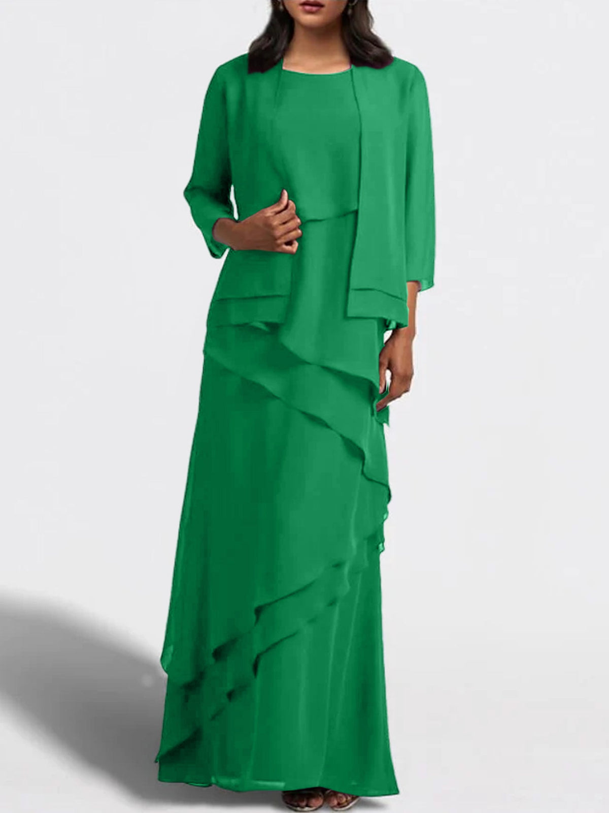 Floor Length Mother Of The Bride Dress With Matching Jacket Sheath