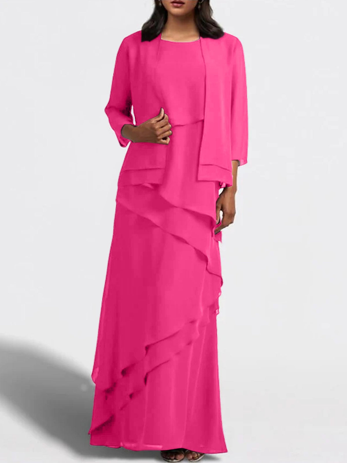 Floor Length Mother Of The Bride Dress With Matching Jacket Sheath
