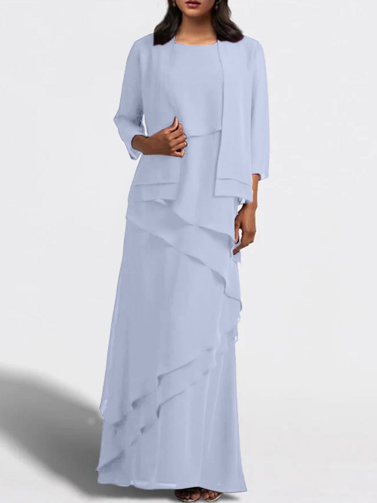Floor Length Mother Of The Bride Dress With Matching Jacket Sheath