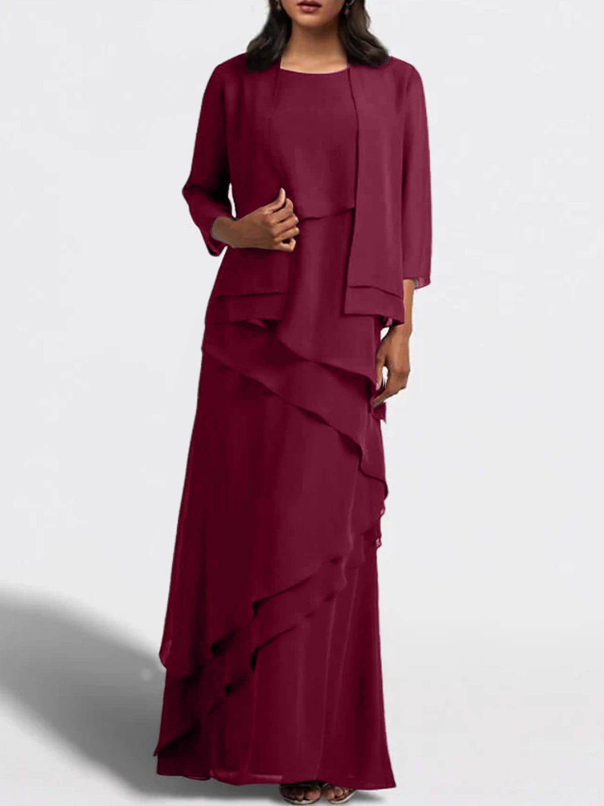 Floor Length Mother Of The Bride Dress With Matching Jacket Sheath