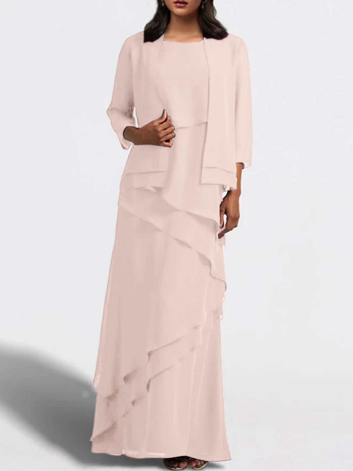 Floor Length Mother Of The Bride Dress With Matching Jacket Sheath
