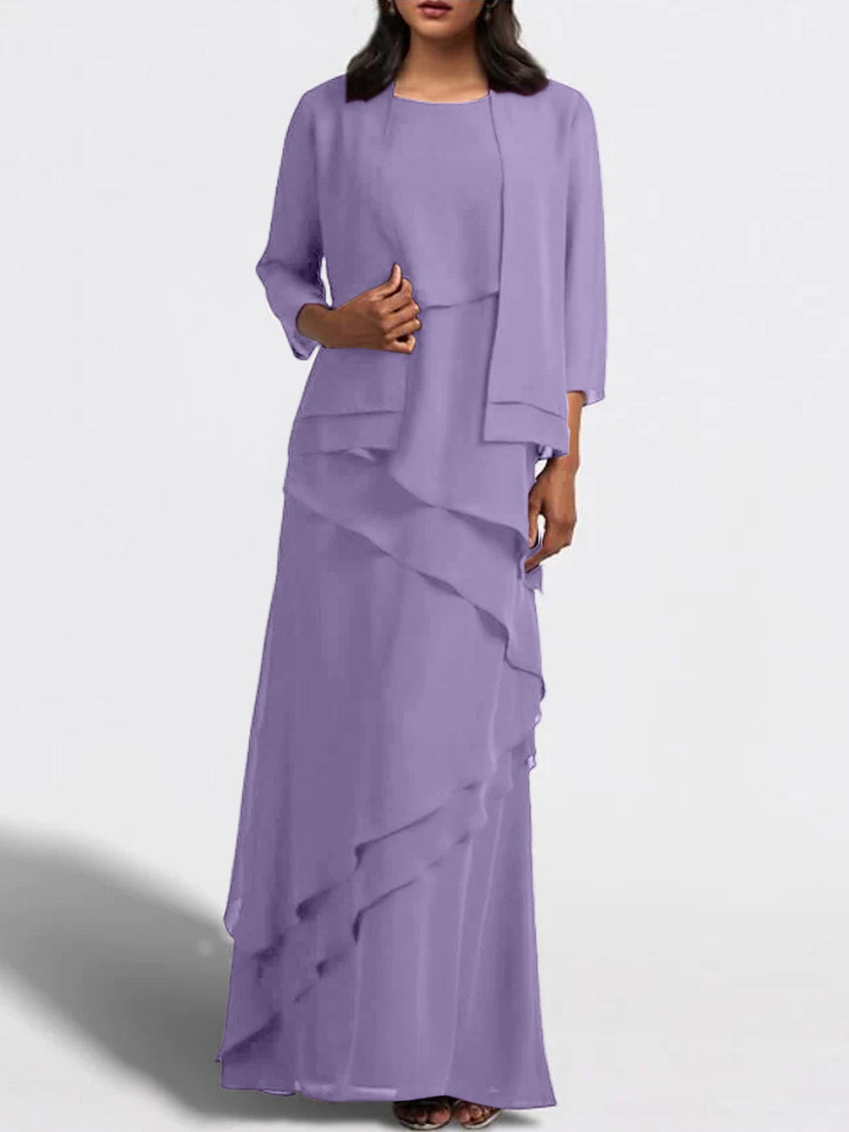 Floor Length Mother Of The Bride Dress With Matching Jacket Sheath