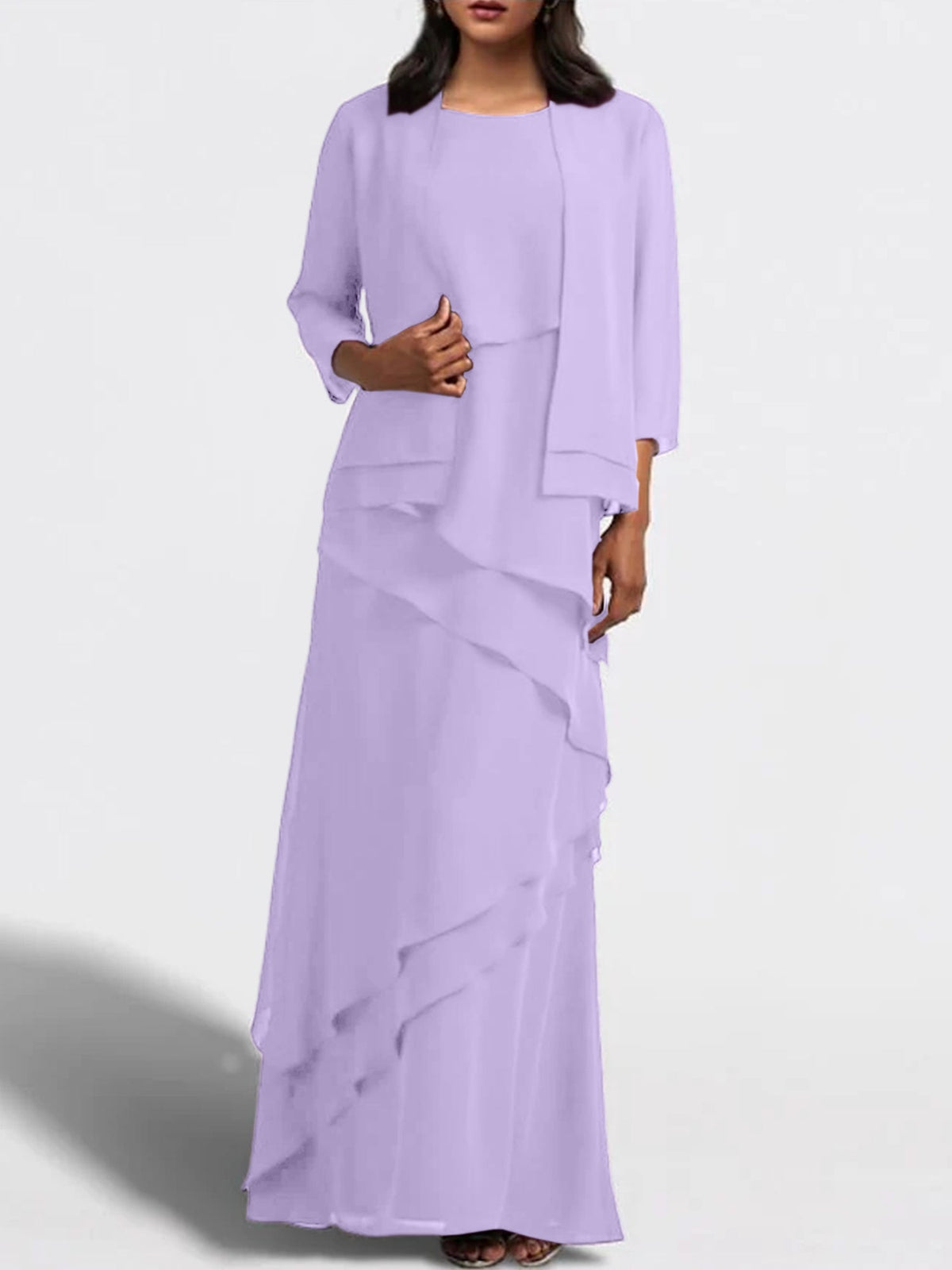 Floor Length Mother Of The Bride Dress With Matching Jacket Sheath