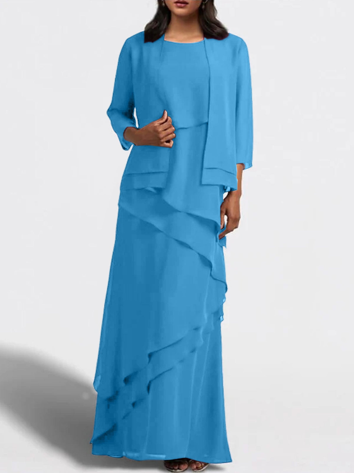 Floor Length Mother Of The Bride Dress With Matching Jacket Sheath