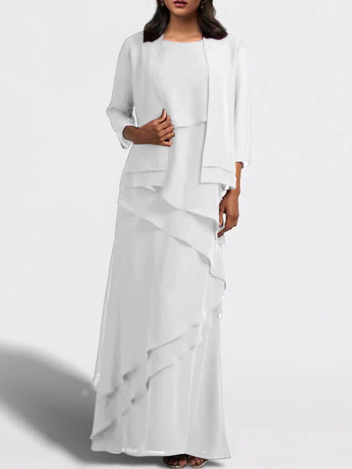 Floor Length Mother Of The Bride Dress With Matching Jacket Sheath