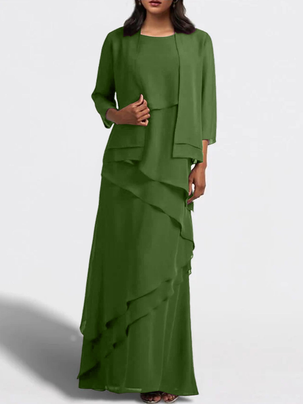 Floor Length Mother Of The Bride Dress With Matching Jacket Sheath