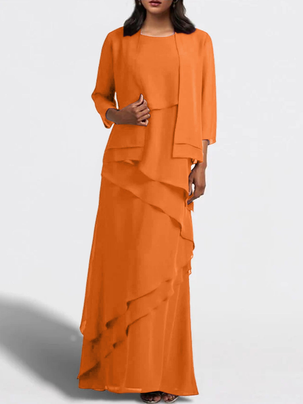 Floor Length Mother Of The Bride Dress With Matching Jacket Sheath
