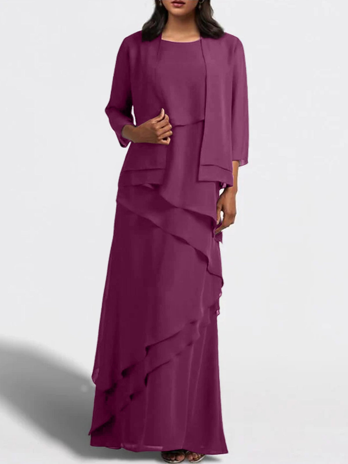 Floor Length Mother Of The Bride Dress With Matching Jacket Sheath